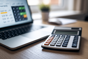 calculatrice-ecran-impots-bureau-bois