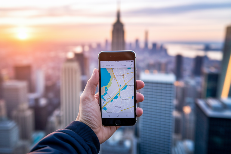 smartphone-main-carte-ville-floue