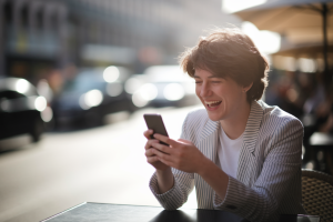 personne-heureuse-cafe-smartphone-soleil