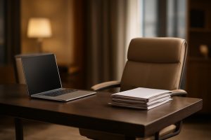 bureau-sophistique-ordinateur-documents-luxe