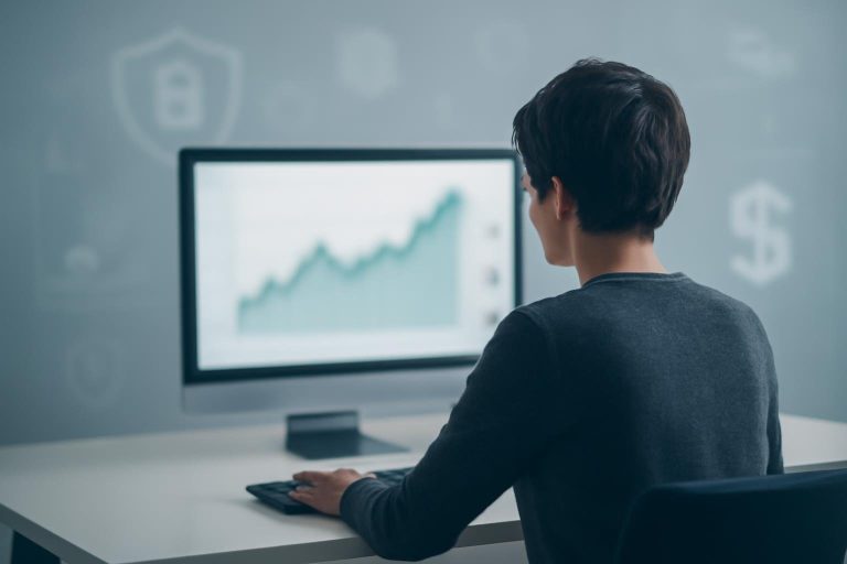 personne-bureau-ecran-graphique-financier