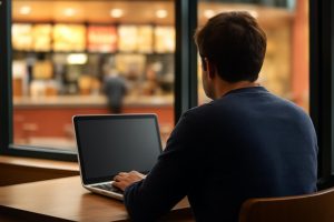 personne-bureau-ordinateur-fond-restaurant