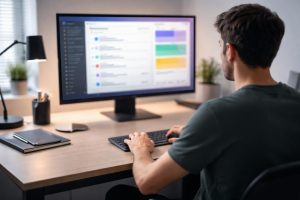 bureau-moderne-personne-ordinateur-écran