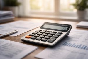 calculatrice-moderne-documents-fenetre-lumiere