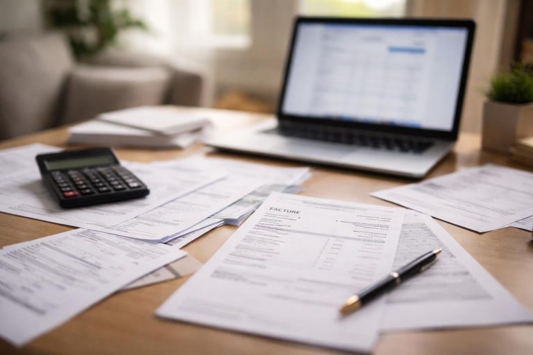 bureau-moderne-calculatrice-ordinateur-factures